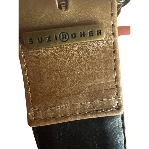Suzi Roher Quilted Leather Belt Chain-Link Detail Small  Made in Canada - Picture 6 of 6